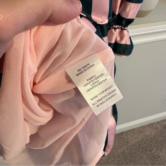 Crosby by Mollie Burch Pink Green Ruffle Mini Dress XS - Picture 5 of 9